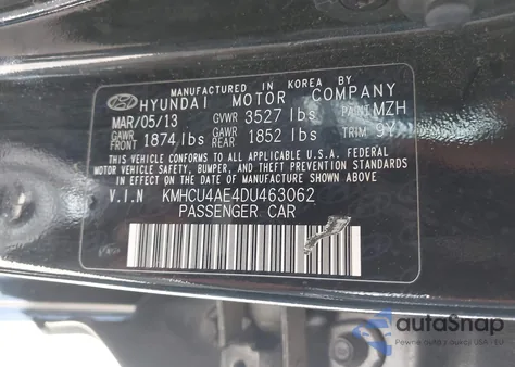 2013 Hyundai Accent Gls from USA, damaged, VIN KMHCU4AE4DU463062